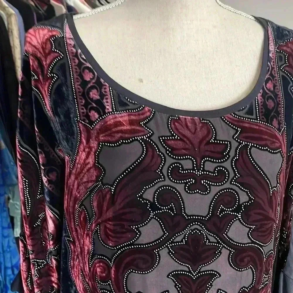Hale Bob Dress Velvet Burnout Silk Blend Shift - Picture 4 of 10